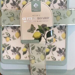 Gourmet Kitchen Lemon Themed Cutting Boards Set of 2